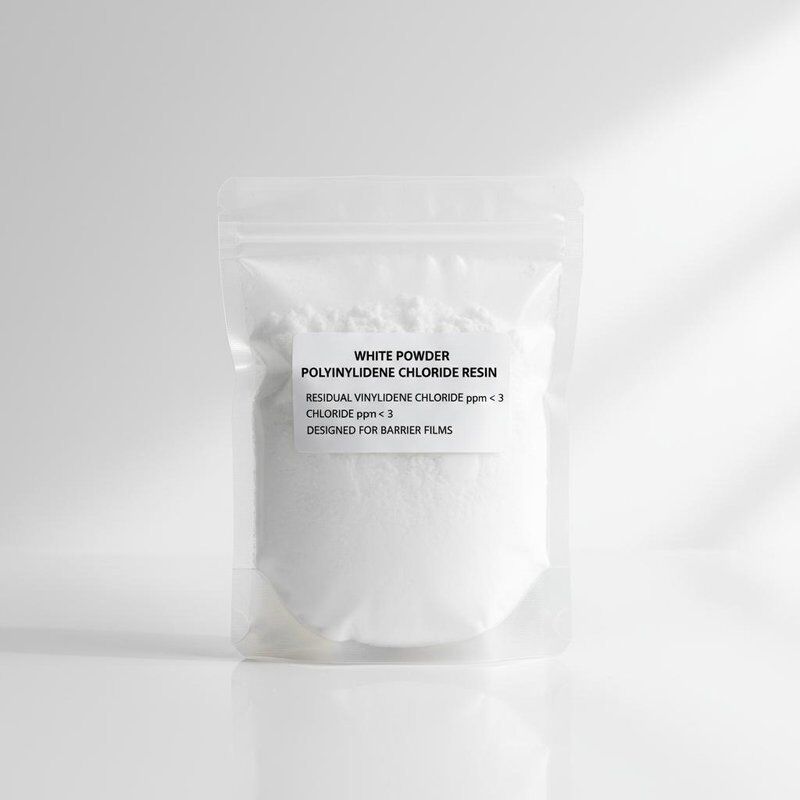 White Powder Polyvinylidene Chloride Resin Residual Vinylidene Chloride ppm Chloride ppm Less Than or Equal to 3 Designed for Barrier Films