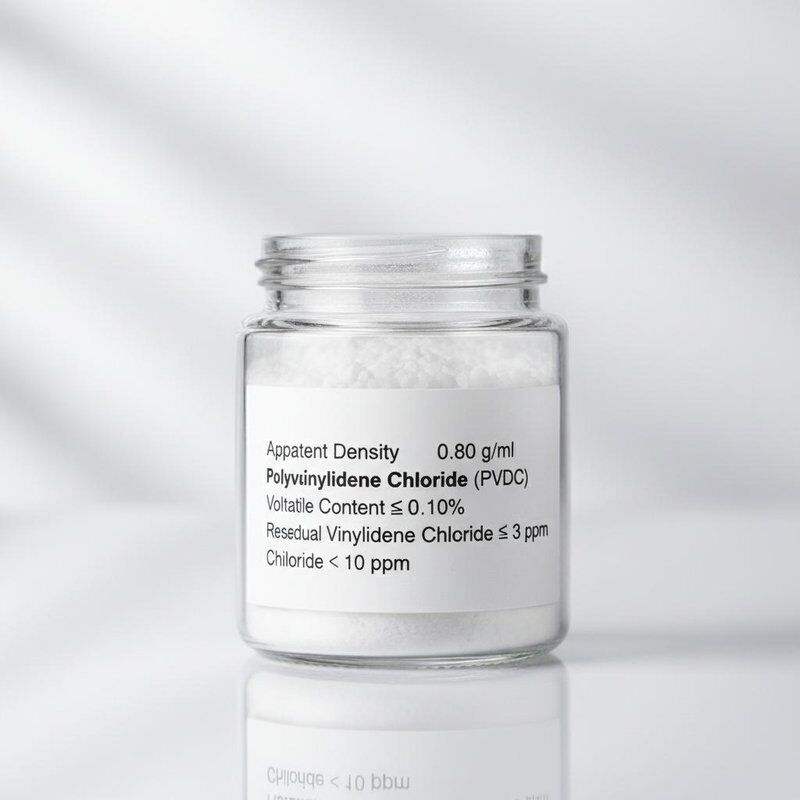 Apparent Density 080 gml Polyvinylidene Chloride PVDC Volatile Content ≤ 010 Residual Vinylidene Chloride ≤ 3 ppm Chloride ppm