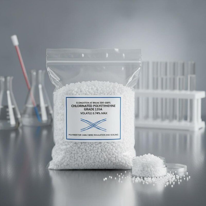 Elongation At Break 500-600 Percent Chlorinated Polyethylene Grade 135A Volatile 0.74 Percent Polymer for Cable Wire Insulation and Sealing